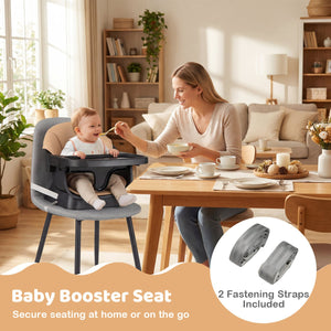 9-in-1 Convertible High Chair with Solid Wood Legs for Babies and Toddlers-Black view 7