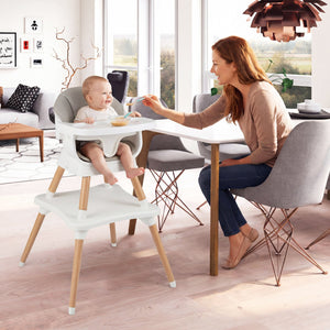 9-in-1 Convertible High Chair with Solid Wood Legs for Babies and Toddlers-White view 2
