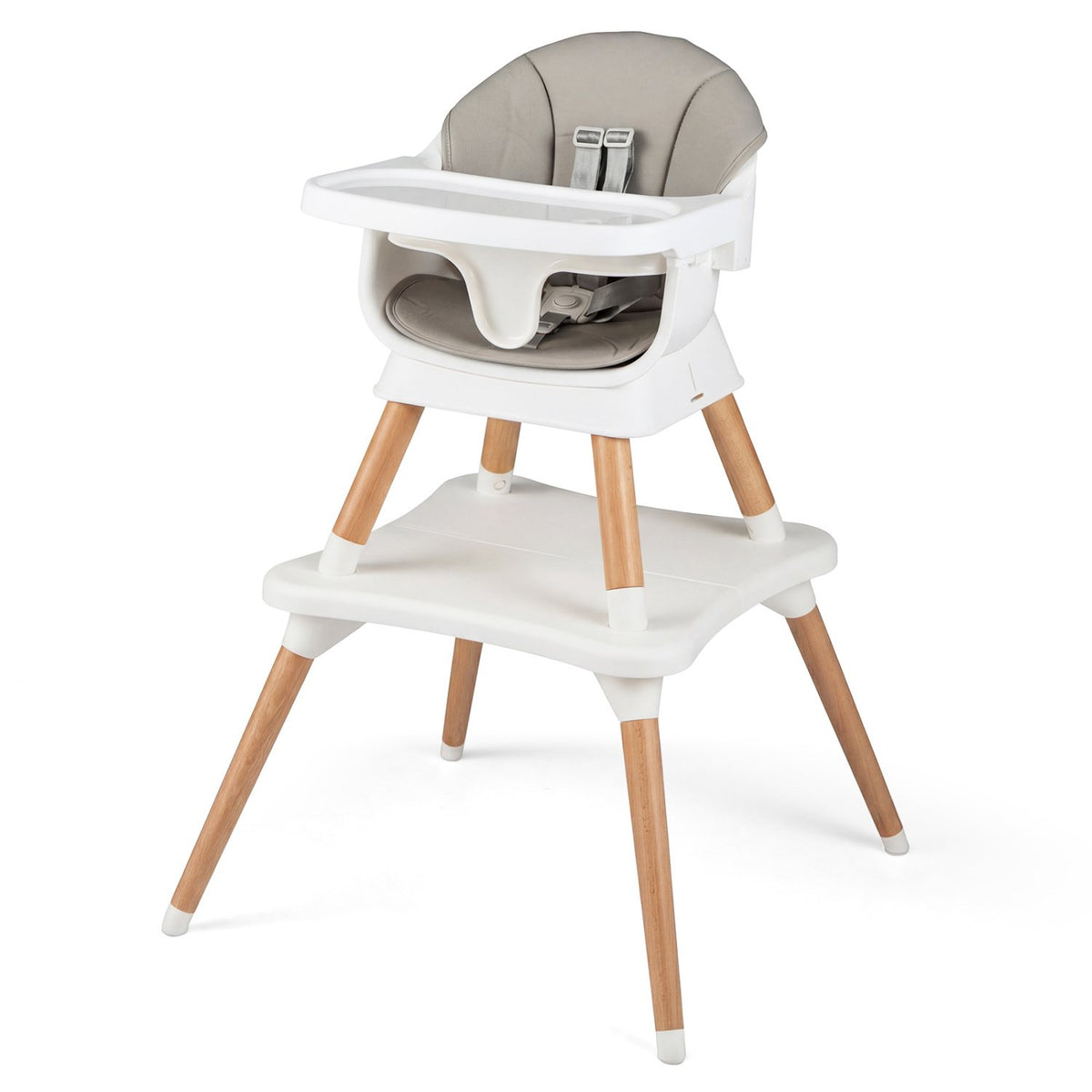 9-in-1 Convertible High Chair with Solid Wood Legs for Babies and Toddlers-White view 4