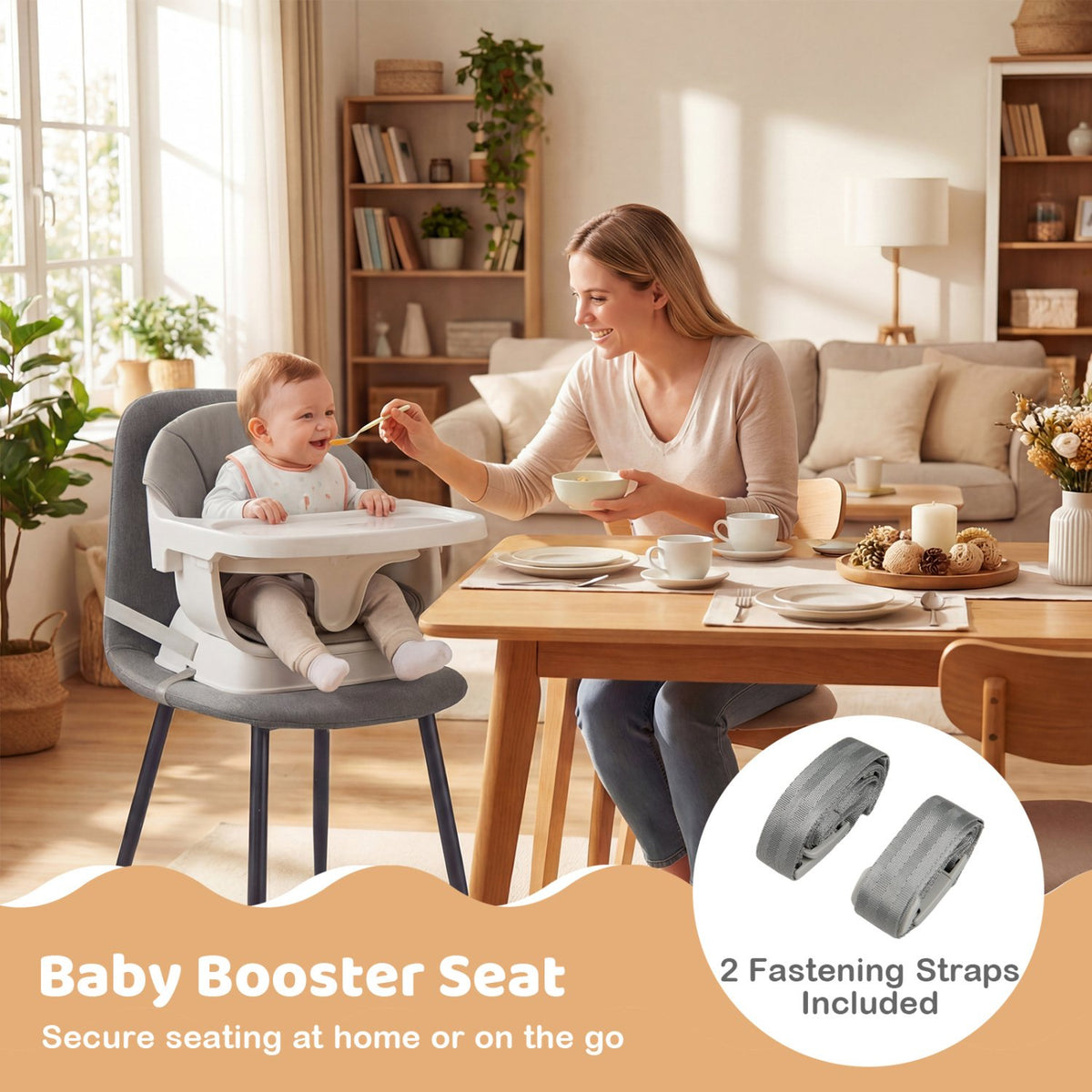 9-in-1 Convertible High Chair with Solid Wood Legs for Babies and Toddlers-White view 7