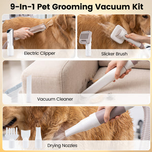 9-in-1 Dog Grooming Vacuum Kit for Shedding with 3 Suction Modes and Clippers for Dogs and Cats Home Cleaning view 3