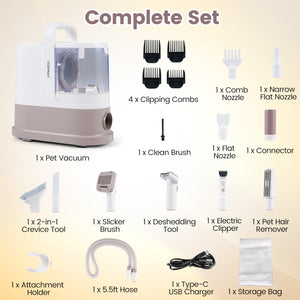 9-in-1 Dog Grooming Vacuum Kit for Shedding with 3 Suction Modes and Clippers for Dogs and Cats Home Cleaning view 7