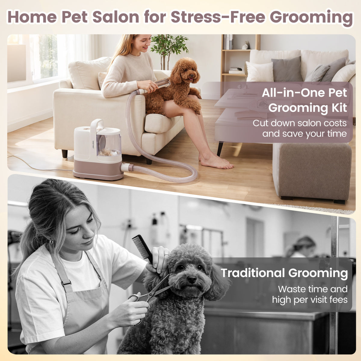 9-in-1 Dog Grooming Vacuum Kit for Shedding with 3 Suction Modes and Clippers for Dogs and Cats Home Cleaning view 9