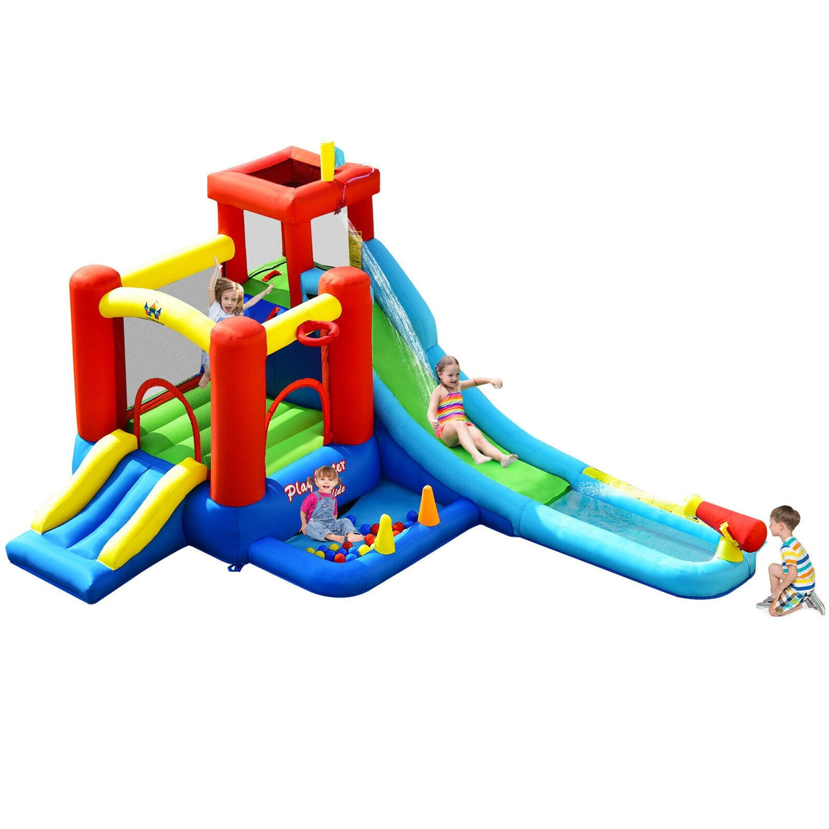 9-in-1 Inflatable Kids Water Slide Bounce House without Blower view 4