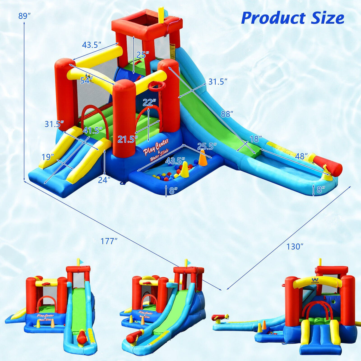 9-in-1 Inflatable Kids Water Slide Bounce House without Blower view 5
