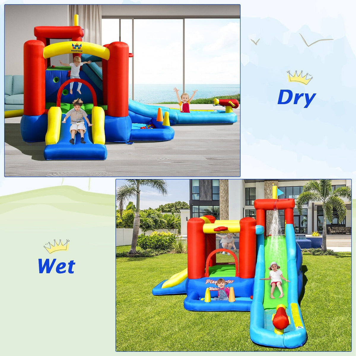9-in-1 Inflatable Kids Water Slide Bounce House without Blower view 8