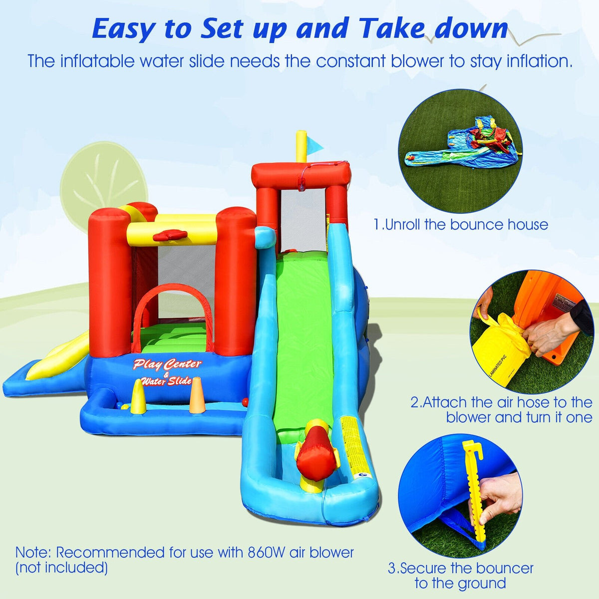 9-in-1 Inflatable Kids Water Slide Bounce House without Blower view 9