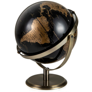 9-Inch Metallic Black World Globe with Metal Stand-Golden view 4