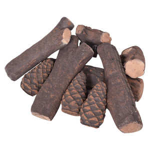 9 PCS Ceramic Fireplace Logs Set Realistic Artificial Gas Fireplace Logs view 3
