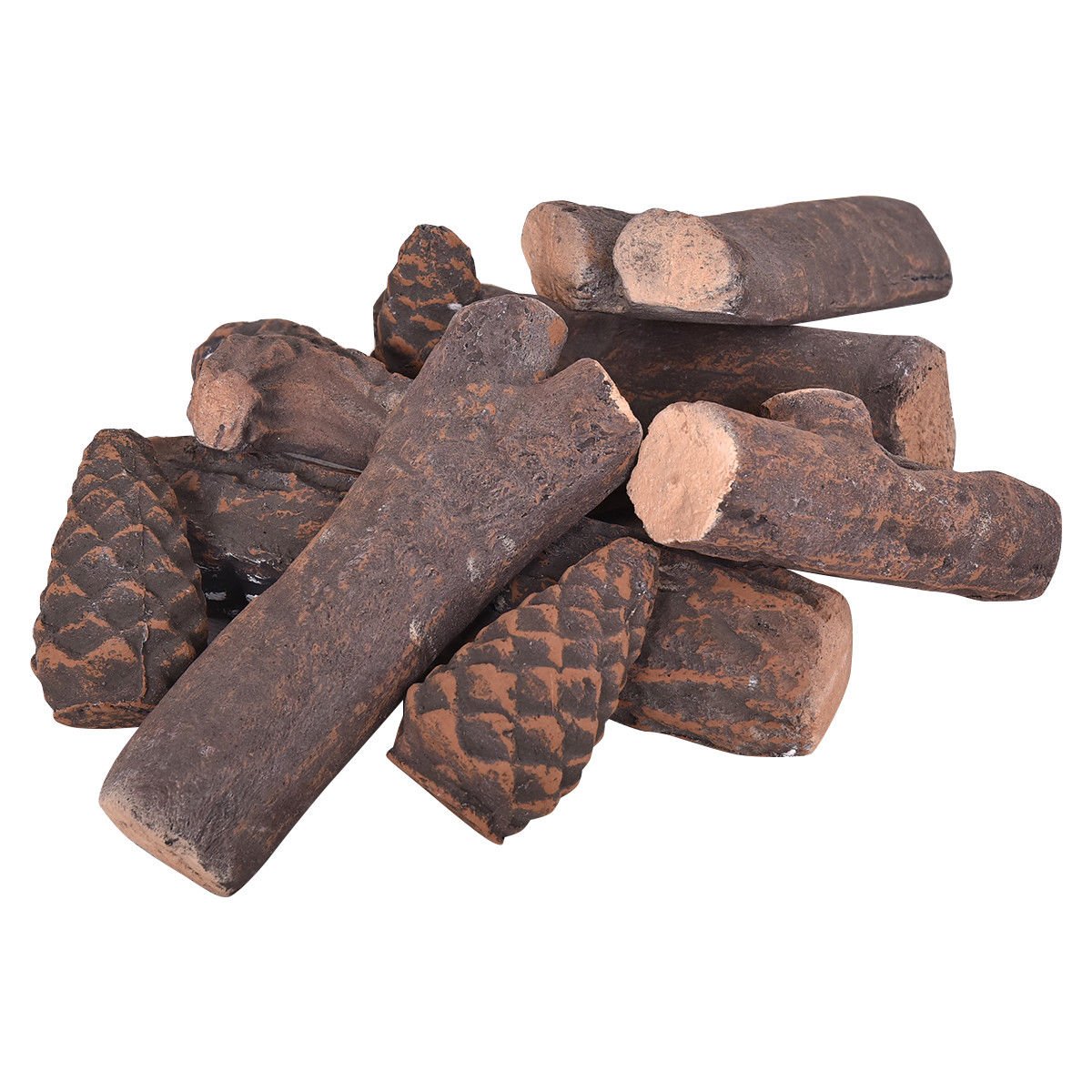 9 PCS Ceramic Fireplace Logs Set Realistic Artificial Gas Fireplace Logs view 4