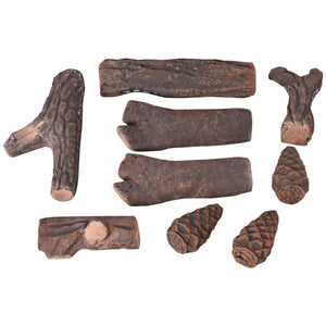 9 PCS Ceramic Fireplace Logs Set Realistic Artificial Gas Fireplace Logs view 5