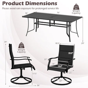 9-Piece Outdoor Dining Set for 8 with Umbrella Hole and 8 Chairs-Black view 4