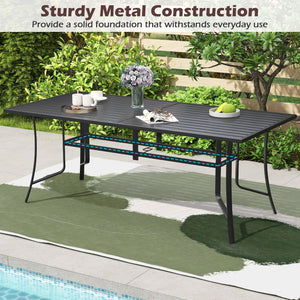9-Piece Outdoor Dining Set for 8 with Umbrella Hole and 8 Chairs-Black view 7