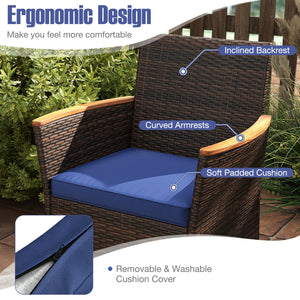 9 Piece Outdoor Dining Set with Acacia Wood Table Top-Navy view 8