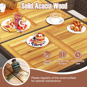 9 Piece Outdoor Dining Set with Acacia Wood Table Top-Beige view 6