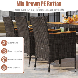 9 Piece Outdoor Dining Set with Acacia Wood Table Top-Beige view 7
