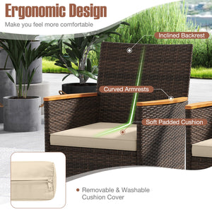 9 Piece Outdoor Dining Set with Acacia Wood Table Top-Beige view 8