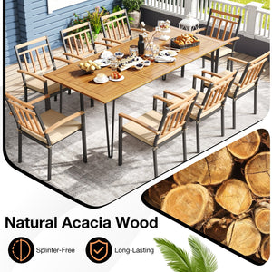 9 Pieces Patio Dining Outdoor Furniture Set with 8 Chairs and Umbrella Hole view 7