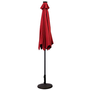9' Solar LED Lighted Patio Market Umbrella Tilt Adjustment Crank Lift -Burgundy view 6