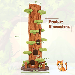 90.5 Inch Tall Multifunctional Cat Tree with Private Condos for Indoor Cats-Brown view 5