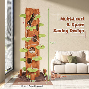 90.5 Inch Tall Multifunctional Cat Tree with Private Condos for Indoor Cats-Brown view 7