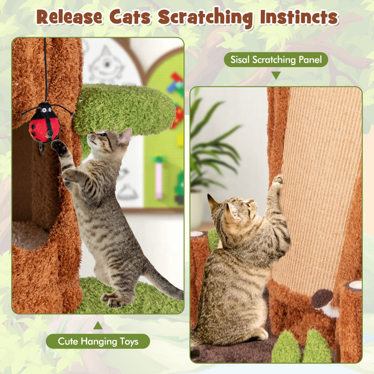 90.5 Inch Tall Multifunctional Cat Tree with Private Condos for Indoor Cats-Brown view 8
