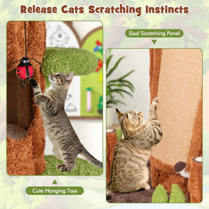 90.5 Inch Tall Multifunctional Cat Tree with Private Condos for Indoor Cats-Brown view 8