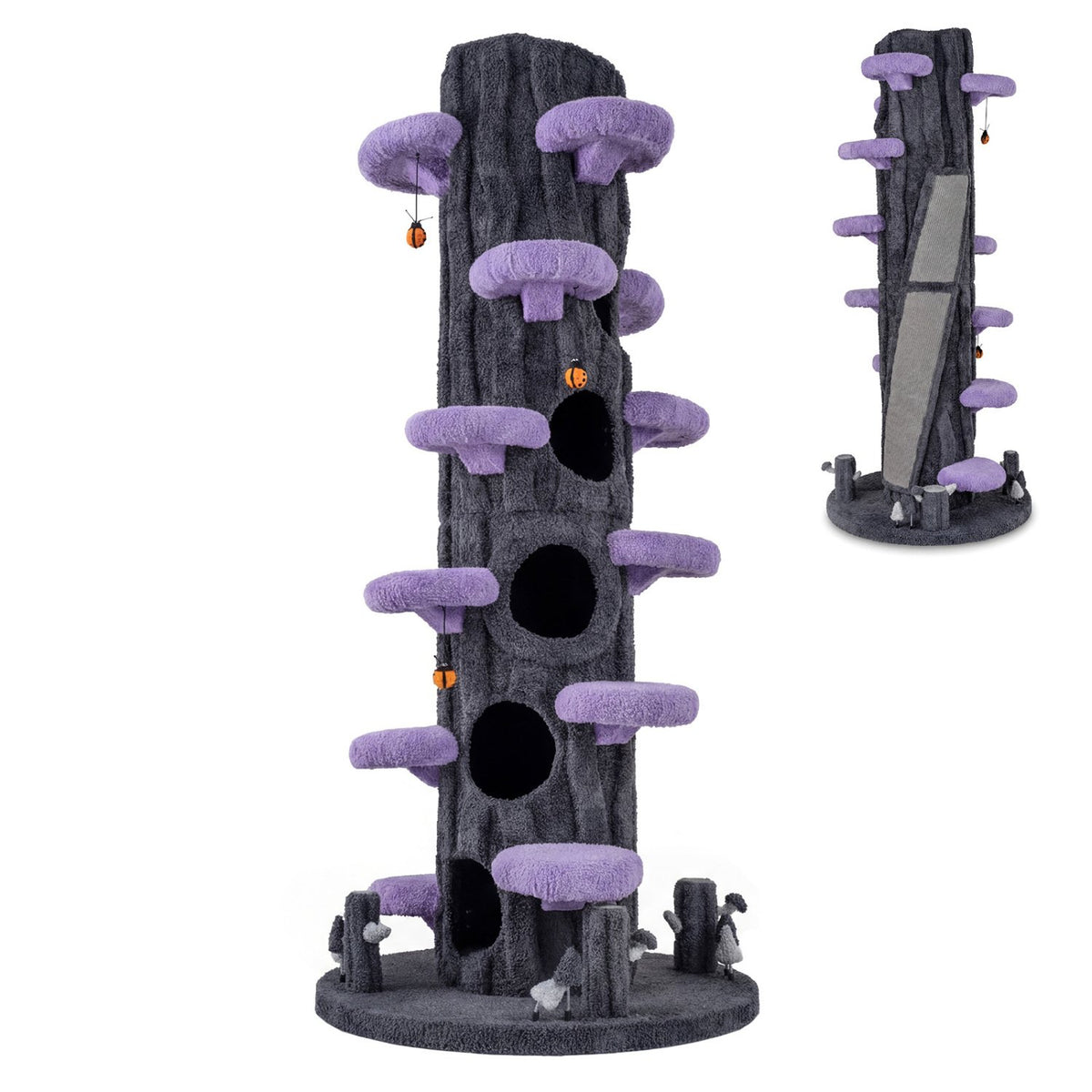 90.5 Inch Tall Multifunctional Cat Tree with Private Condos for Indoor Cats-Purple view 3