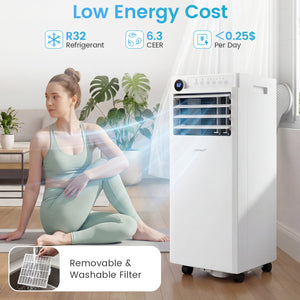 9000 BTU Portable Air Conditioner with Dehumidifier and 24H Timer-White view 8