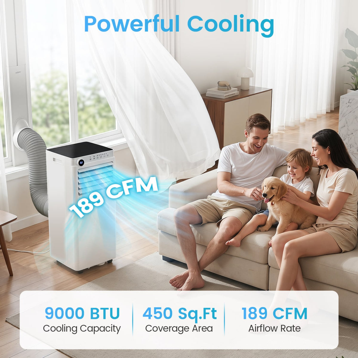 9000 BTU Portable Air Conditioner with Dehumidifier and 24H Timer-White view 9