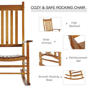 Wooden Porch Rocking Chair Outdoor Patio Rocker Garden Single Leisure Reclining Seat Armchair Natural – view 3