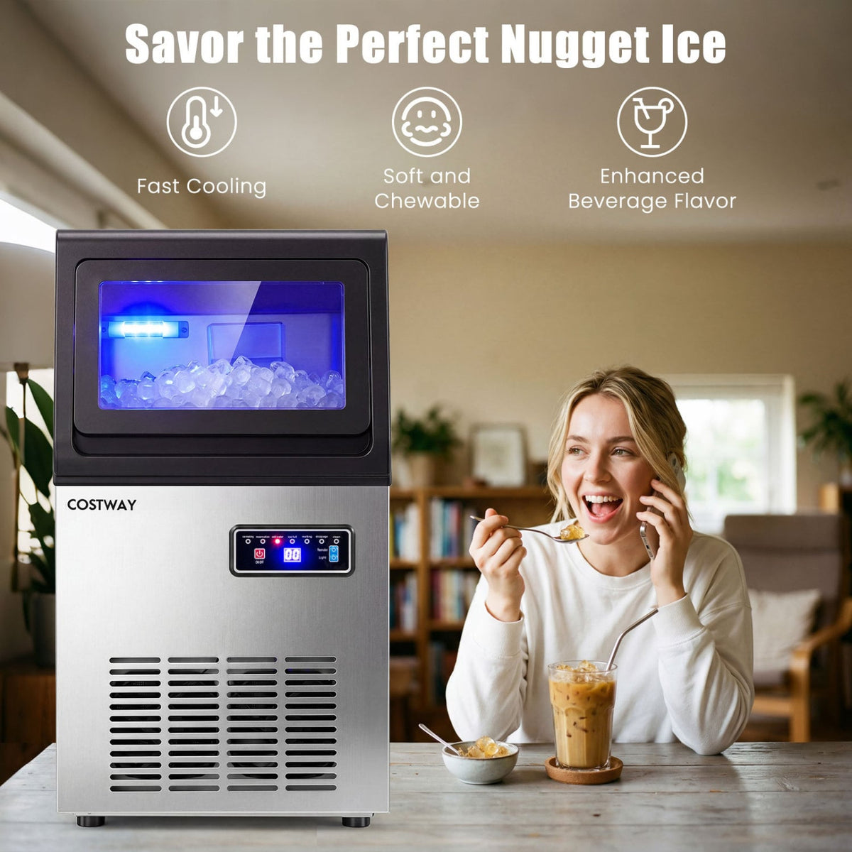 90 LBS/24H Commercial Nugget Ice Maker with Self-Cleaning view 5