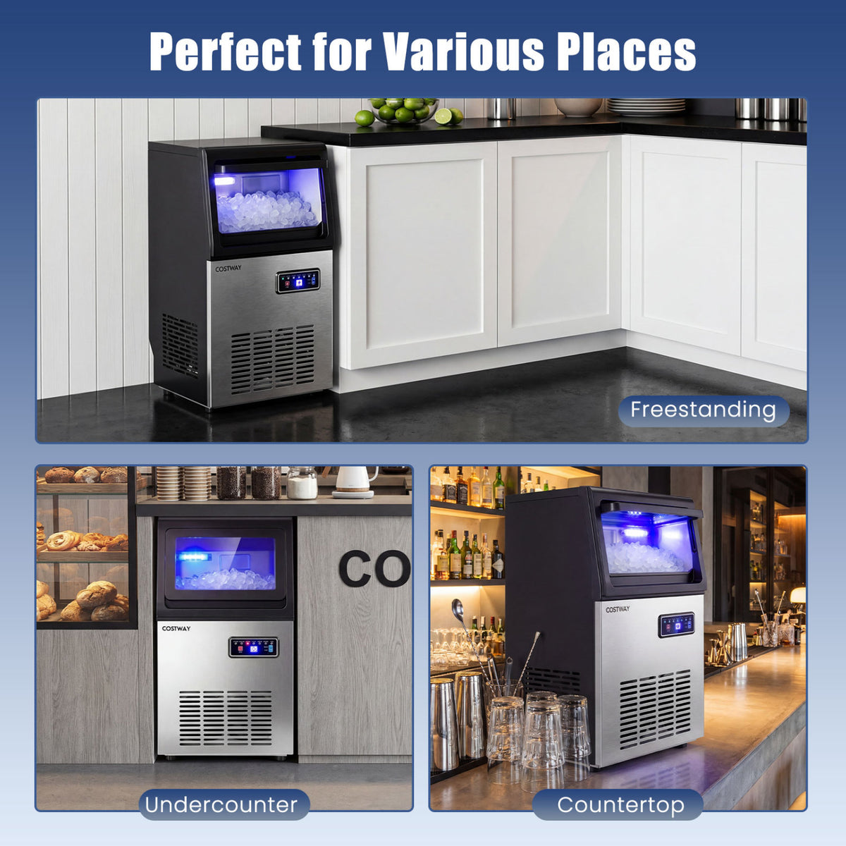 90 LBS/24H Commercial Nugget Ice Maker with Self-Cleaning view 9