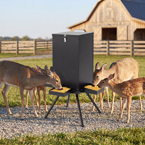90LB Gravity Deer Feeder with 4 Feeding Trays and 4-Leg Stand-Black view 6