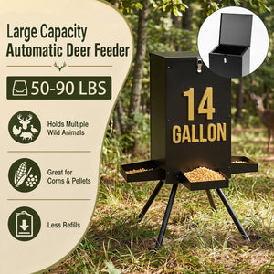 90LB Gravity Deer Feeder with 4 Feeding Trays and 4-Leg Stand-Black view 7