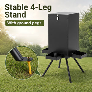 90LB Gravity Deer Feeder with 4 Feeding Trays and 4-Leg Stand-Black view 9