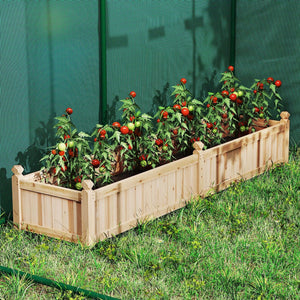 91 x 24 x 16 Inch Divisible Planter Box with Corner Drainage and Non-woven Liner for Growing Vegetables-Natural view 2