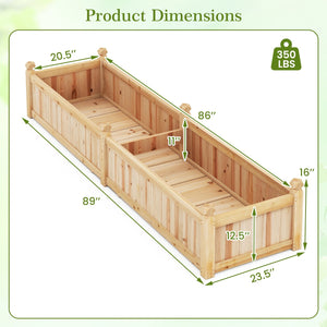 91 x 24 x 16 Inch Divisible Planter Box with Corner Drainage and Non-woven Liner for Growing Vegetables-Natural view 4