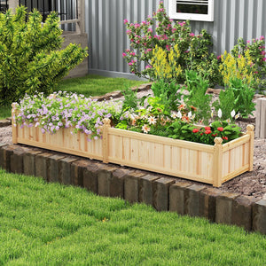 91 x 24 x 16 Inch Divisible Planter Box with Corner Drainage and Non-woven Liner for Growing Vegetables-Natural view 5