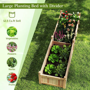 91 x 24 x 16 Inch Divisible Planter Box with Corner Drainage and Non-woven Liner for Growing Vegetables-Natural view 8