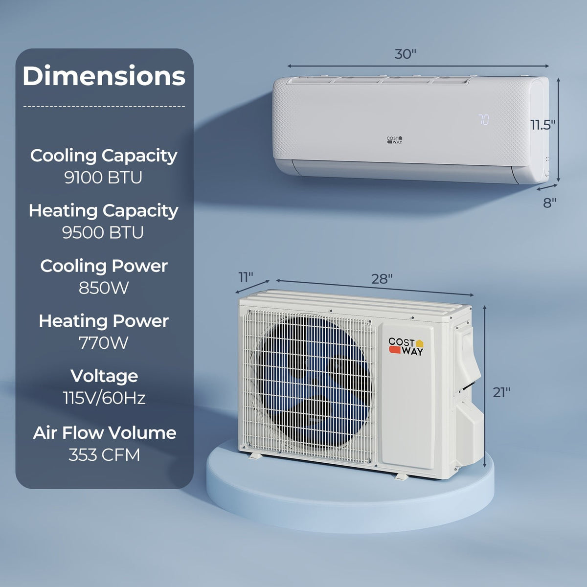 Airtural Series 9100 BTU 20.5 SEER2 WiFi Enabled Mini Split AC 115V Compatible with Alexa view 3