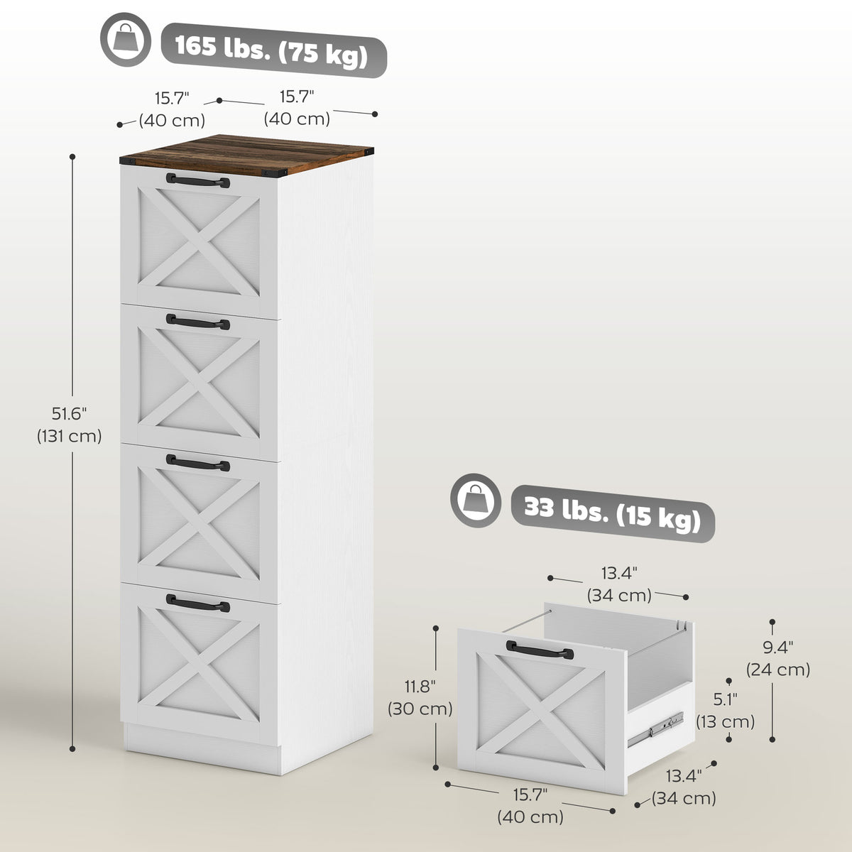 2 Drawer File Cabinet with Silent Slides, Vertical Farmhouse Filing Cabinet Fits Letter/A4 Size Home – view 37