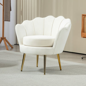 Modern Accent Chair, Velvet-Touch Fabric Leisure Club Chair with Gold Metal Legs for Bedroom, Dark Green – view 14
