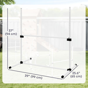 Set of 4 Dog Agility Training Equipment Adjustable Jump Bar Pet Exercise Kit with Carrying Bag (White)