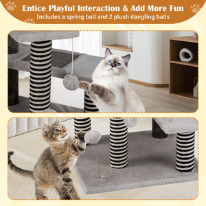 93 CM Tall Cat Tree Kitten Tower with Sisal and Jute Scratching Posts-Gray view 9