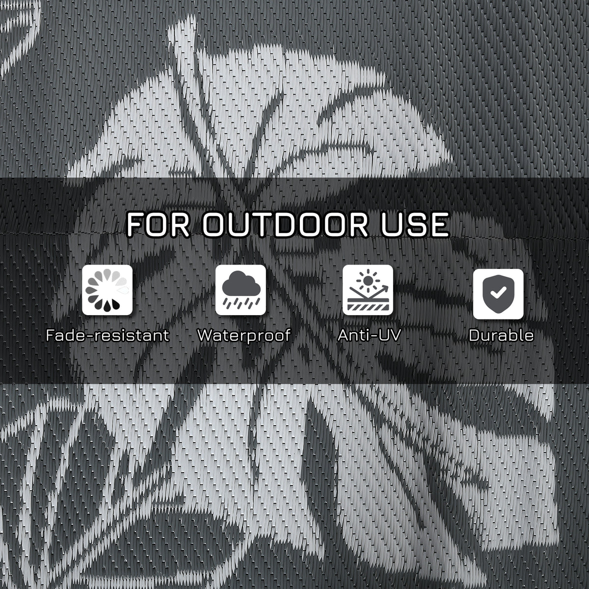 Reversible Outdoor RV Rug, Patio Floor Mat, 6' x 9' Plastic Rug for Backyard, Deck, Beach, Camping, Grey and White
