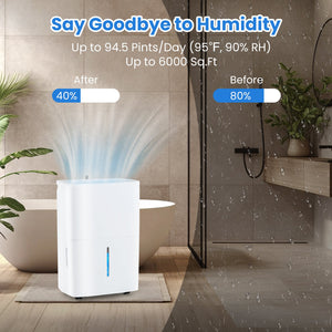 94.5 Pints Dehumidifier with 24H Timer and LED Display-White view 8