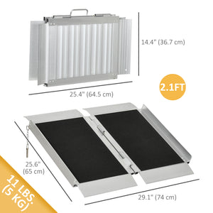 2' Portable Wheelchair Ramp Aluminum Threshold Mobility Single-fold for Scooter with Carrying Handle