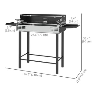 BBQ Rotisserie Grill Charcoal, Split Roaster for Chicken Turkey, 3-Level Grill Grate, Storage Shelves, Stainless Steel