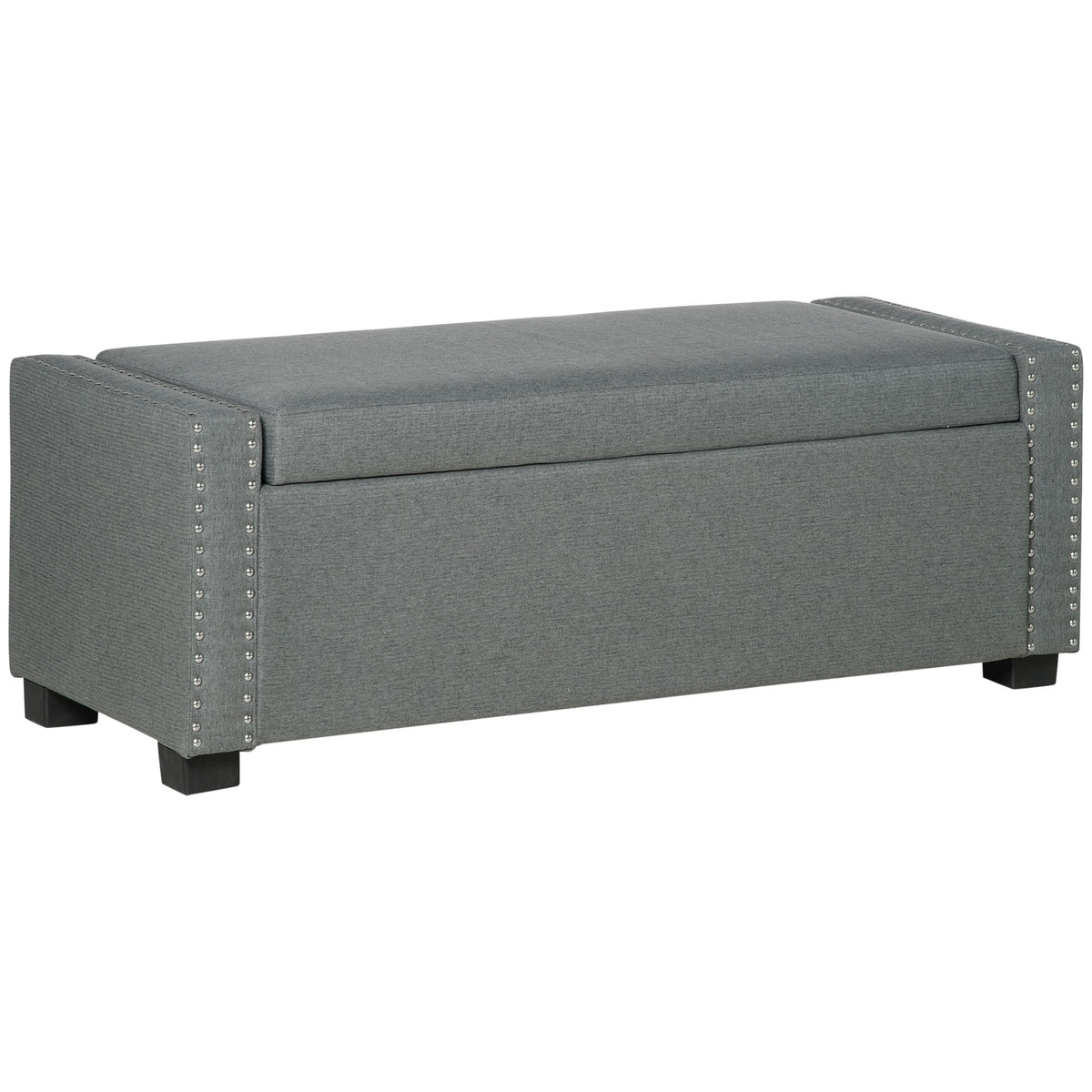 Upholstered Flip Top Storage Bench Fabric Ottoman for Bedroom, Living room, Dark Grey – view 8